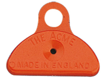 Orange rubber stamp with 'The Acme' branding on a white background
